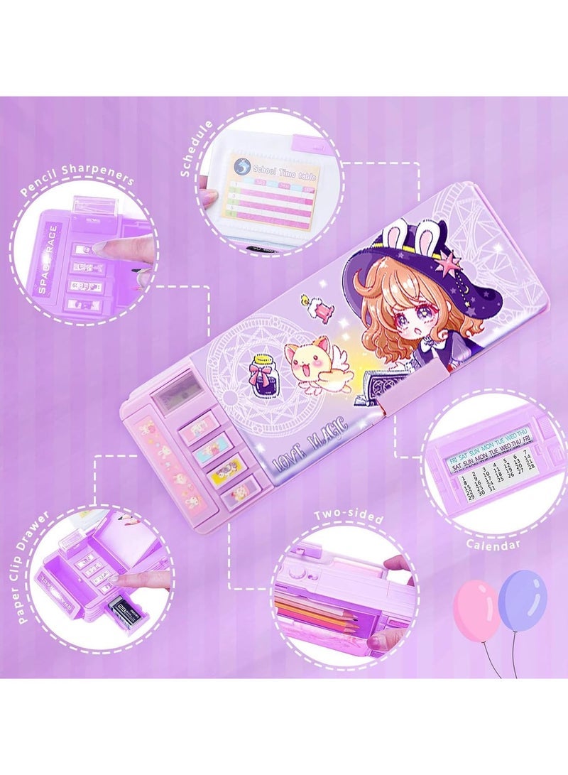 [Upgrade] Pop-Up Multifunctional Pencil Case Cute Cartoon Pencil Case Organiser Stationery with Calculator, School Supplies - Image 3