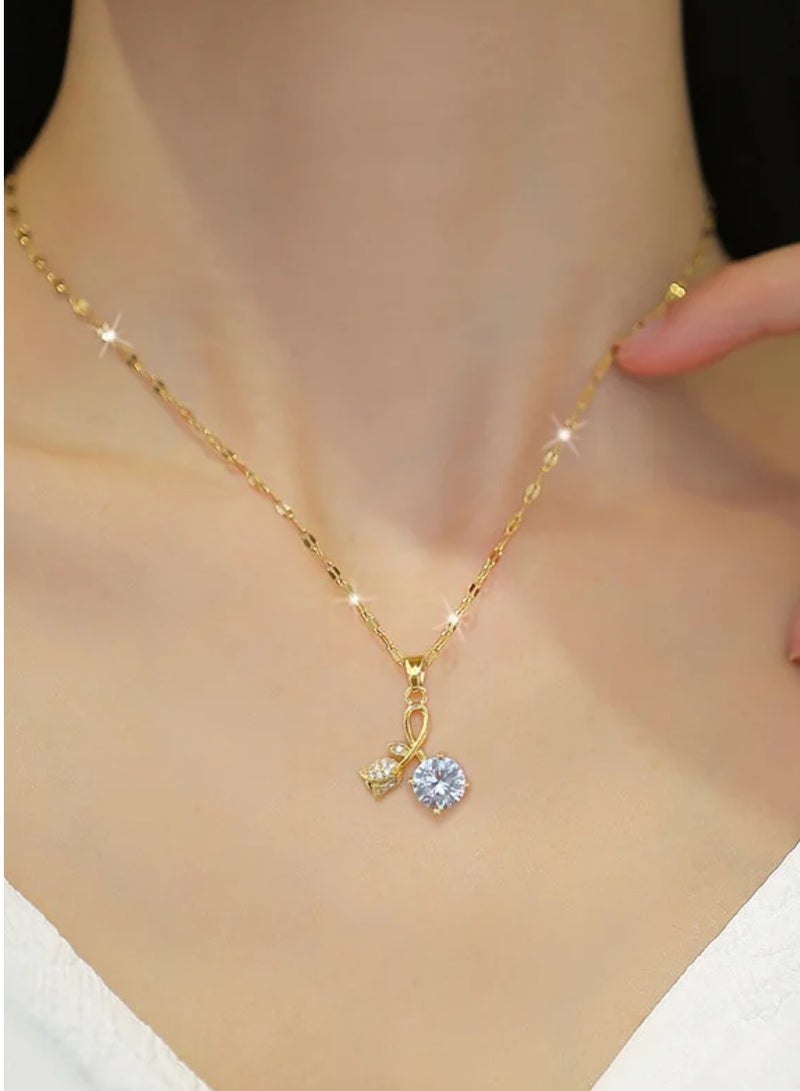 إيكوال سلسال نسائي مصنوع من الاستانلس ستيل مطلي باللون الذهبي - Image 1