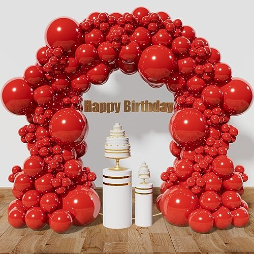 KAWKALSH Red Balloon Arch Kit 111Pcs Different Sizes 18 12 5 Inch Latex Balloons Garland for Birthday Graduation Bachelorette Cherry Casino Movie Theme Party Decorations - Image 1