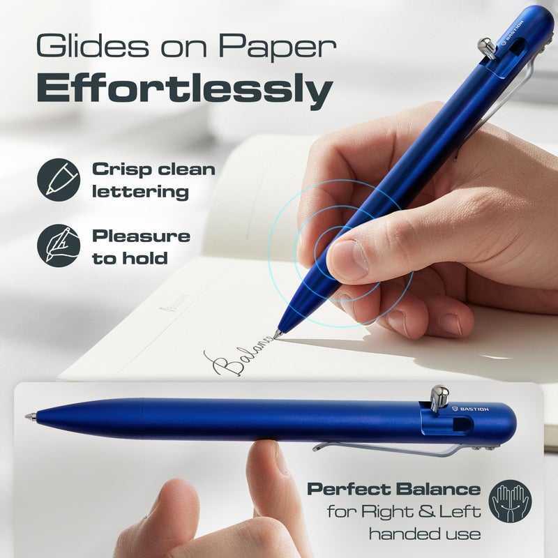 BASTION Aluminum Bolt Action Pen with Gift Case - Luxury Executive Retractable Lightweight Metal Ink Refillable Office Pocket EDC Fine Point Writing Ballpoint Pens for Men & Women - Image 3