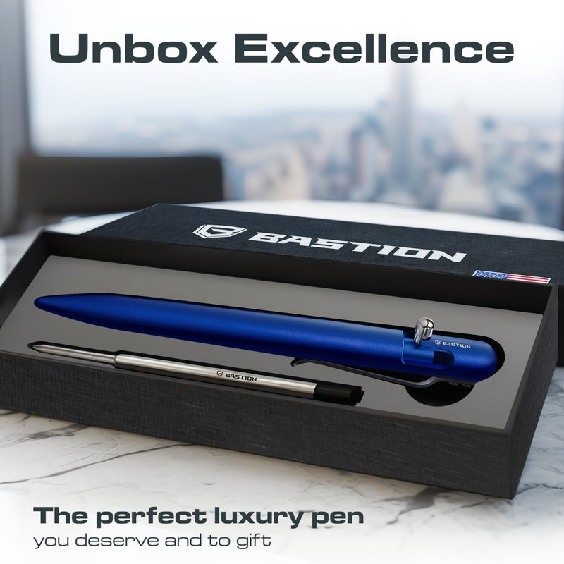 BASTION Aluminum Bolt Action Pen with Gift Case - Luxury Executive Retractable Lightweight Metal Ink Refillable Office Pocket EDC Fine Point Writing Ballpoint Pens for Men & Women - Image 5
