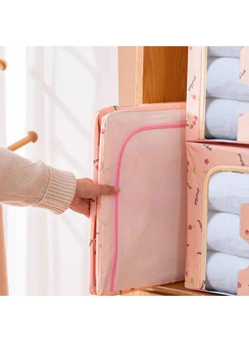 AARON INC AARON INC Oxford Fabric Living Box Foldable Storage Boxes For Clothes Wardrobe Organizer for Clothes 66 Liter Saree Cover Bags Steel Frame Cloths Bags Color Print May Very  - Image 4