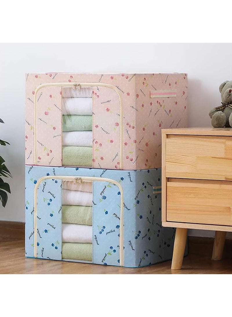 AARON INC AARON INC Oxford Fabric Living Box Foldable Storage Boxes For Clothes Wardrobe Organizer for Clothes 66 Liter Saree Cover Bags Steel Frame Cloths Bags Color Print May Very  - Image 3