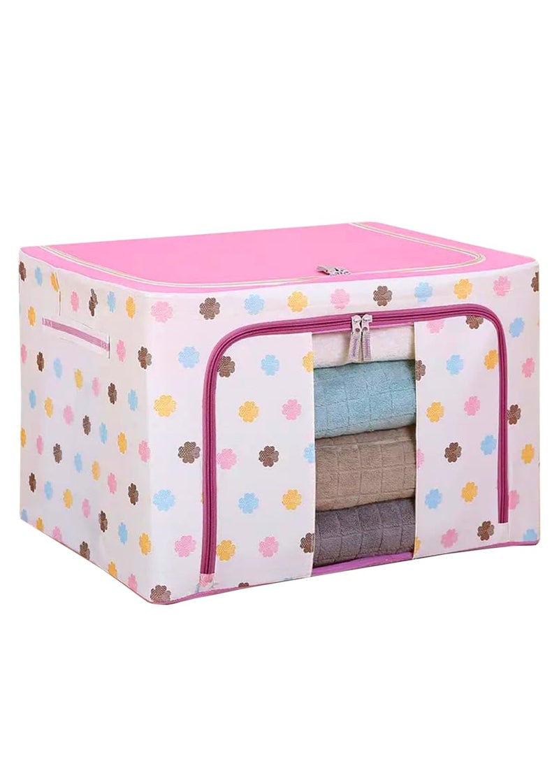 AARON INC AARON INC Oxford Fabric Living Box Foldable Storage Boxes For Clothes Wardrobe Organizer for Clothes 66 Liter Saree Cover Bags Steel Frame Cloths Bags Color Print May Very  - Image 1