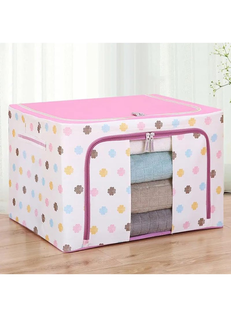 AARON INC AARON INC Oxford Fabric Living Box Foldable Storage Boxes For Clothes Wardrobe Organizer for Clothes 66 Liter Saree Cover Bags Steel Frame Cloths Bags Color Print May Very  - Image 5