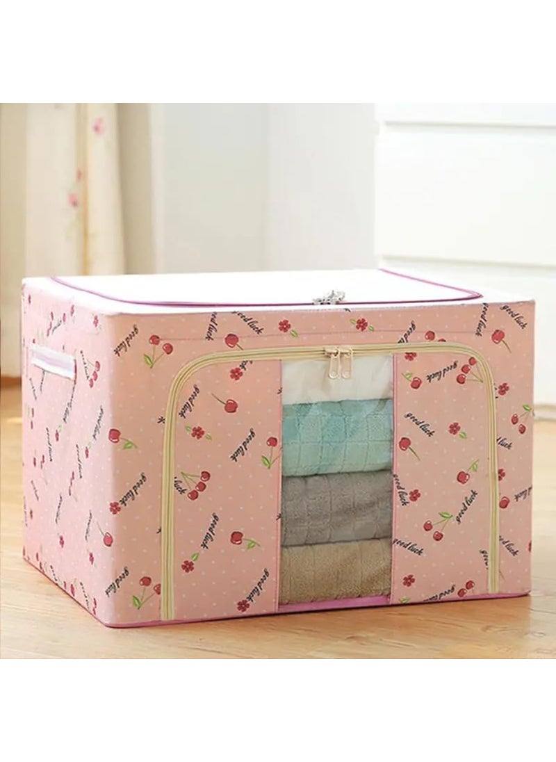 AARON INC AARON INC Oxford Fabric Living Box Foldable Storage Boxes For Clothes Wardrobe Organizer for Clothes 66 Liter Saree Cover Bags Steel Frame Cloths Bags Color Print May Very  - Image 2
