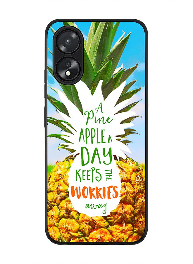 Stylizedd Rugged Black Edge case for Oppo A18 / Oppo A38, Slim fit Soft Case Flexible Rubber Edges Anti Drop TPU Gel Thin Cover - Pineapple A Day - Image 1