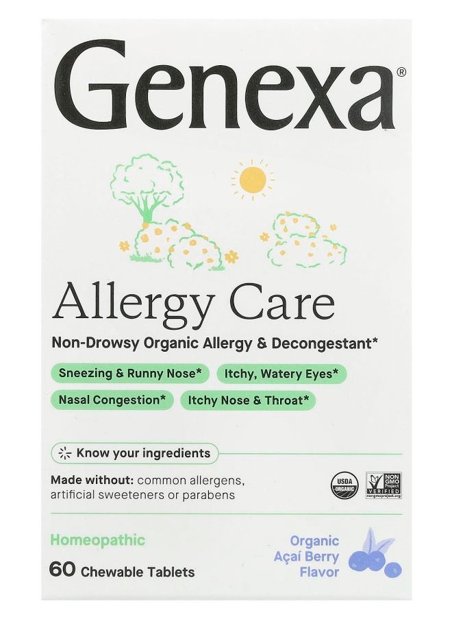 Allergy Care Non-Drowsy Organic Allergy & Decongestant Organic Acai Berry  60 Chewable Tablets