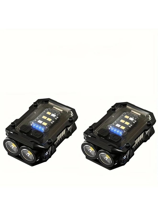 2 Pack Black USB Rechargeable High Brightness Flashlight Keychain Clip Lamp For Camping Fishing Walking - Image 1