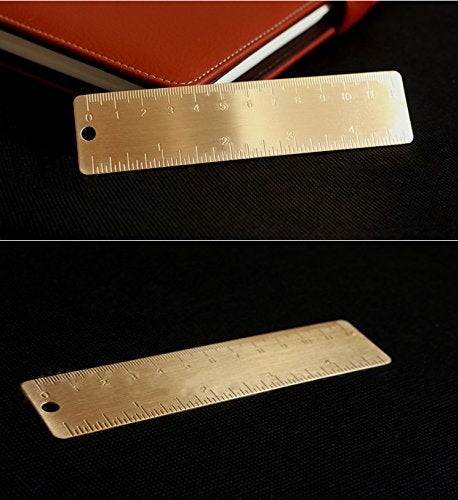 Ergonflow Gold Brass Ruler - Vintage Metal Copper Bookmark Dual Scale Engraved 4.75" (12Cm) Set of 2 - Image 4
