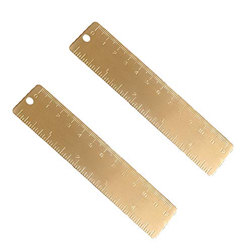 Ergonflow Gold Brass Ruler - Vintage Metal Copper Bookmark Dual Scale Engraved 4.75" (12Cm) Set of 2 - Image 1