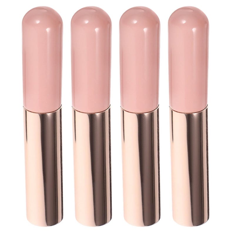 4pcs Silicone Lip Applicator Brushes with Cap Pink Lip Gloss and Concealer Brush Set for Women Portable Travel Makeup Tool and Balm Application - Image 1