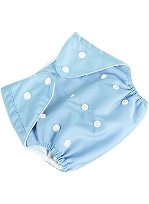 Diaper for training and swimming, adjustable, washable and reusable - adjustable size - with 2 pieces of cotton - (0 to 2 and a half years) (3 kg to 12 kg) (blue - light blue)