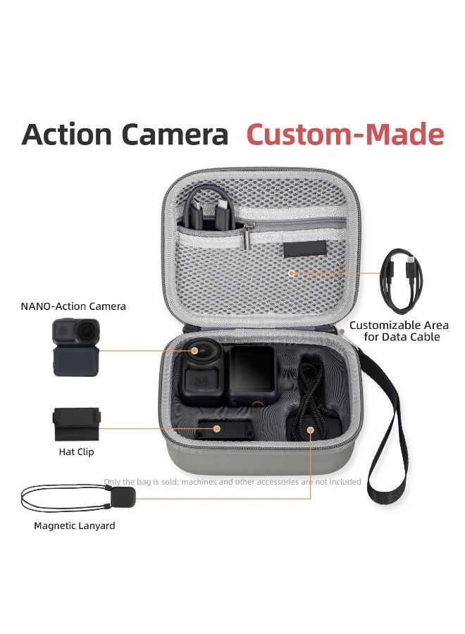 机翻 · 通用领域 حمل حالة لـ DJI Osmo Nano ، حقيبة تخزين مقاومة للماء منظم السفر المحمول PU الصلب قشرة صندوق واقي مع كرابين وحزام المعصم لـ Osmo Nano Camera - Image 3