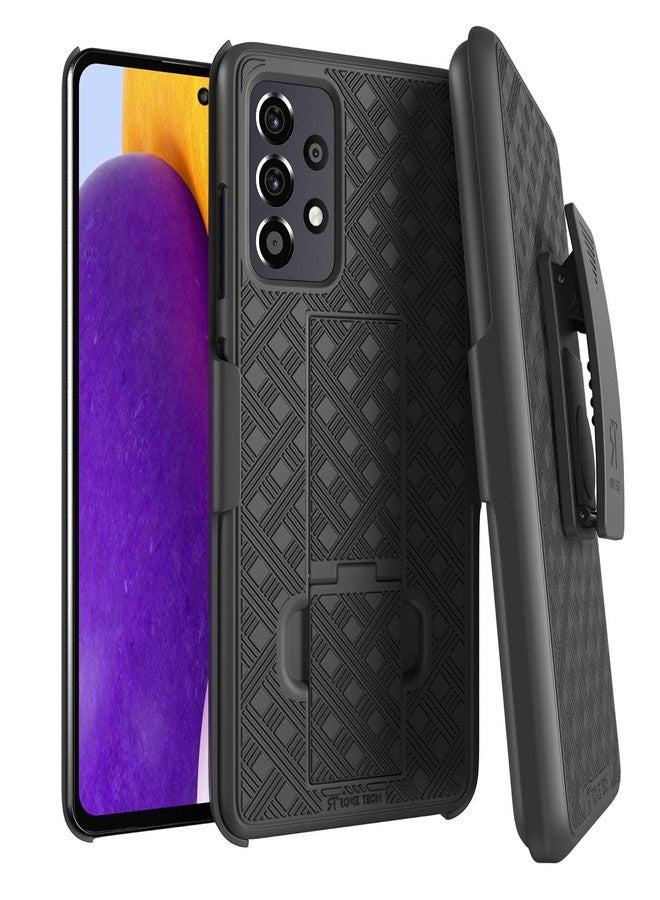 ROME TECH Designed for Samsung Galaxy A52 Case with Belt Clip Holster - Kickstand Cover Phone Case - Black - Image 1
