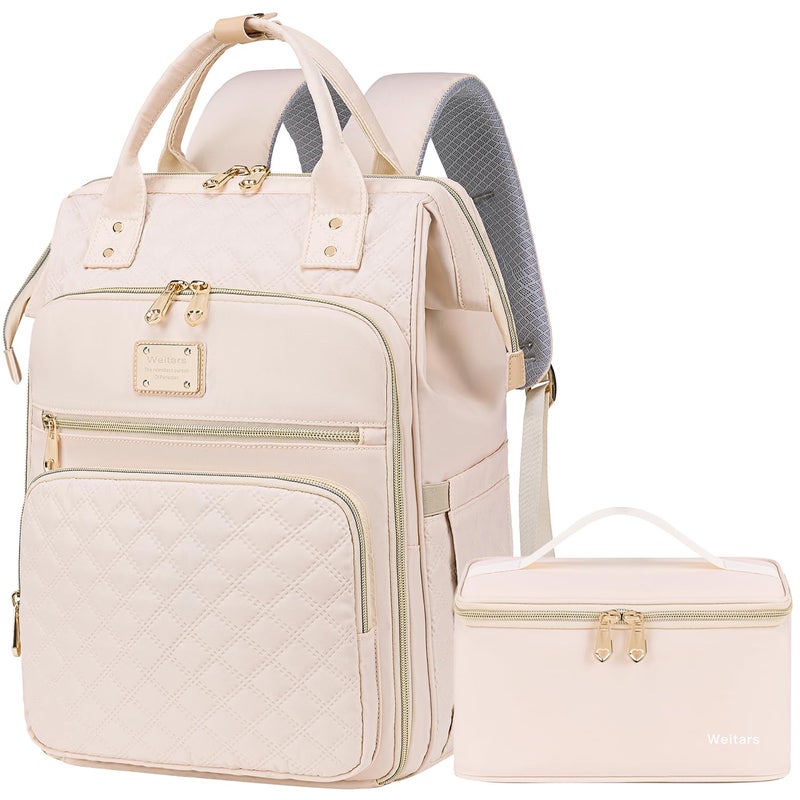 Weitars Lunch Backpack For Women,15.6 Inch Laptop Backpacks For Womens Back pack, Travel Backpacks,Work Back packs For Women (Beige) - Image 1