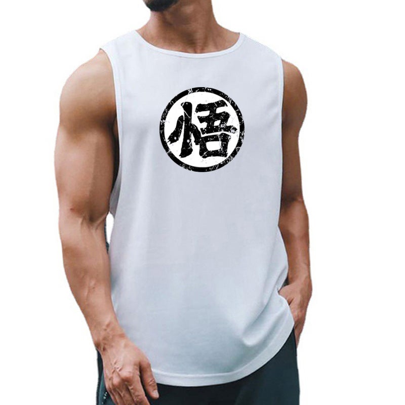Muscle Fitness Quick-drying Vest Japanese Animation Enlightenment Character Training Clothing Casual Sleeveless Base Shirt Foreign Trade Waistcoat T-shirt - Image 5