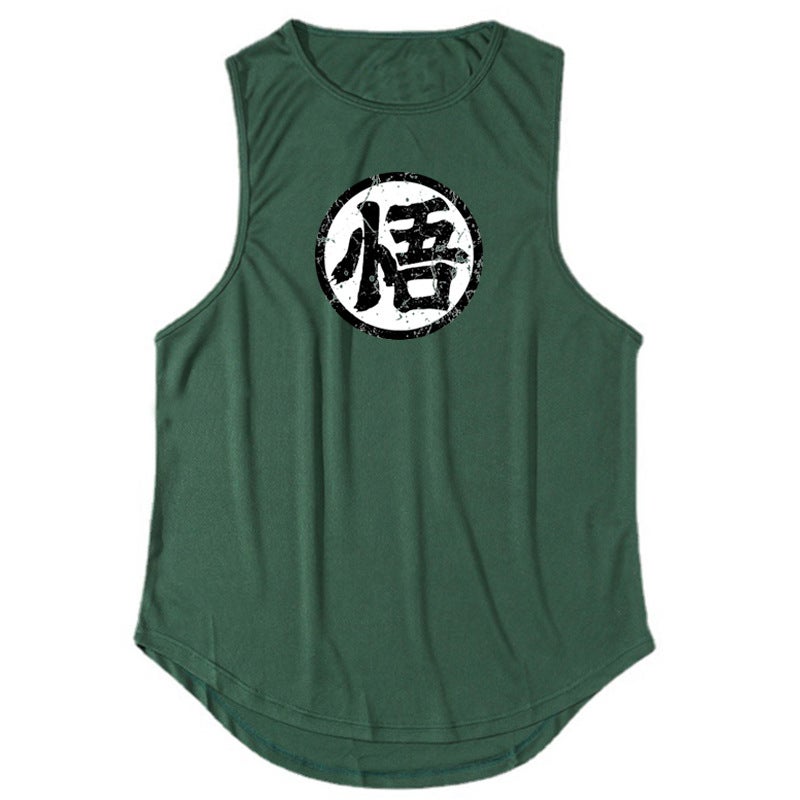 Muscle Fitness Quick-drying Vest Japanese Animation Enlightenment Character Training Clothing Casual Sleeveless Base Shirt Foreign Trade Waistcoat T-shirt - Image 1