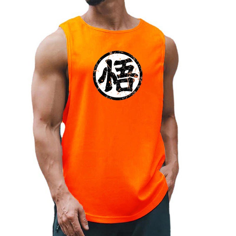 Muscle Fitness Quick-drying Vest Japanese Animation Enlightenment Character Training Clothing Casual Sleeveless Base Shirt Foreign Trade Waistcoat T-shirt - Image 2