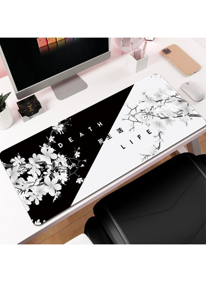 Ink Cherry Blossom Mouse Pad Large Office Desk Pad Dead Life Black And White Series Mouse Pad Rubber Non-slip-Color:400*900*3mm-Pattern:Style 16  - Image 1