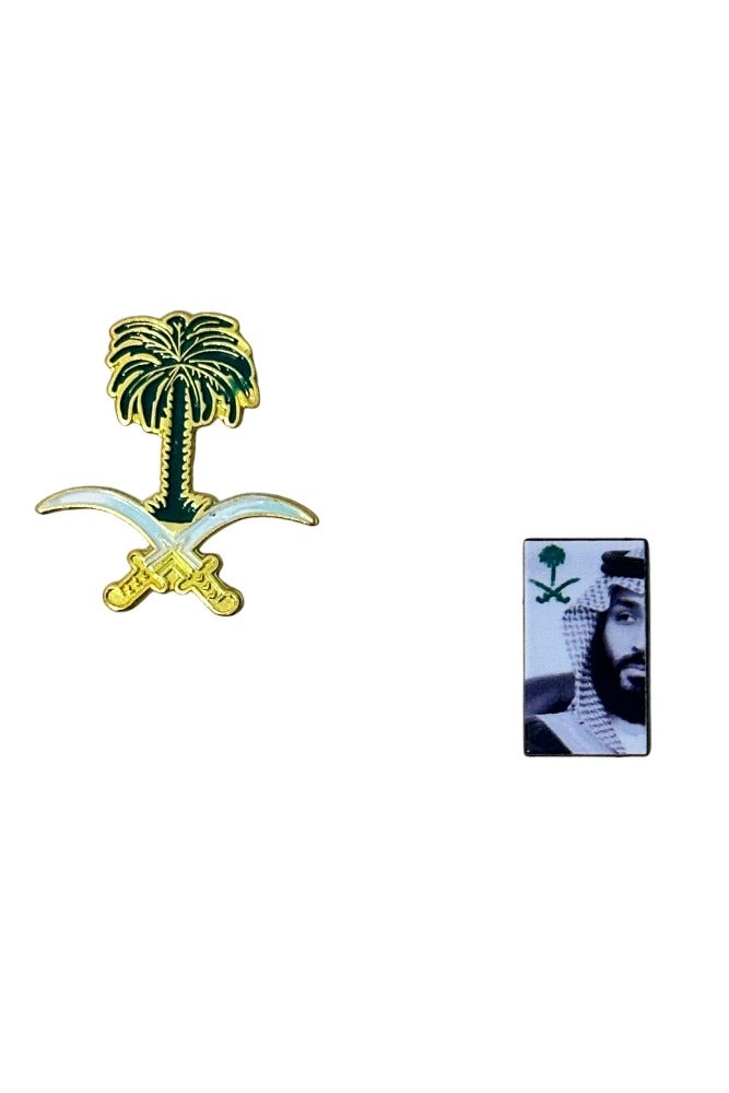 two-piece sticker mobile stickers with the Saudi seven-palm logo and a picture of Prince Mohammed bin Salman, suitable for all types of mobile phones - Image 1