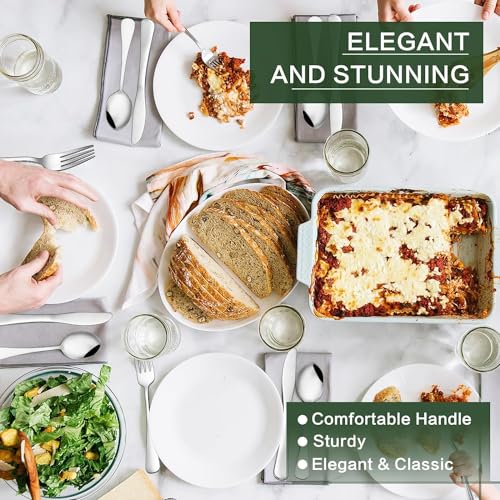 CEKEE 80 Pieces Silverware Set with Serving Utensils Set, CEKEE Stainless Steel Flatware Set for 12 with Steak Knives, Heavy Duty Cutlery Set, Kitchen Utensil Sets for Home Restaurant, Dishwasher Safe - Image 5