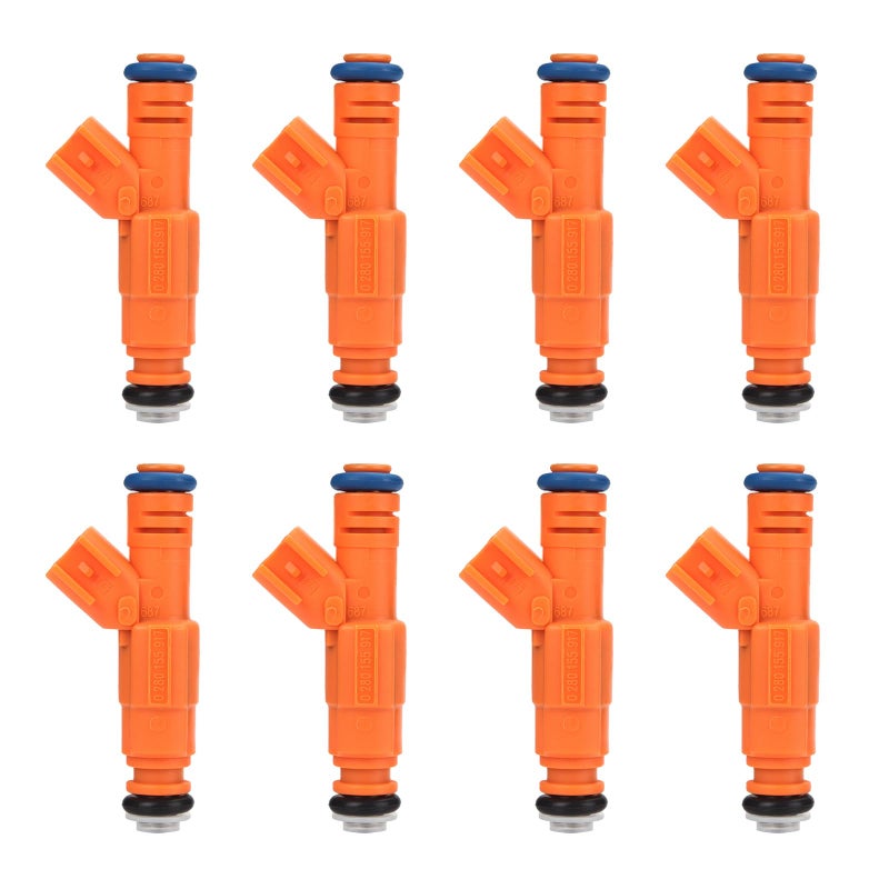 Fuel Injectors Fits for Ford Crown Victoria F250 F350 F450 F550 Super Duty E350 E450 E550 for Lincoln Town Car for Mercury Grand Marquis 46 68L 20032004 Replace 0280155917 FJ817 4Holes Set of 8