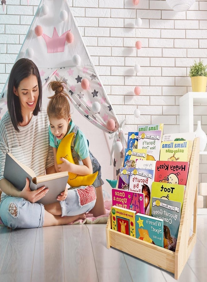 رف كتب مونتيسوري من 5 طبقات من MIYOLU - رف كتب للأطفال ذو واجهة أمامية مع مساحة تخزين خلفية، مثالي للأطفال الصغار وغرفة الأطفال وركن القراءة (طبيعي) - Image 5