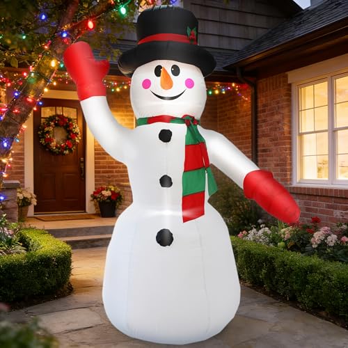 DearSun 8FT H Christmas Inflatable Gentleman Snowman with Build-in LED Lights, Blow up Snowman Inflatable Outdoor Decorations Large Party Yard Decoration - Image 1