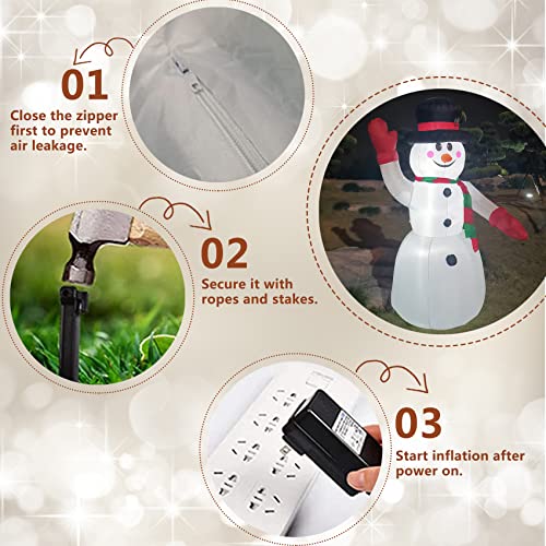 DearSun 8FT H Christmas Inflatable Gentleman Snowman with Build-in LED Lights, Blow up Snowman Inflatable Outdoor Decorations Large Party Yard Decoration - Image 5