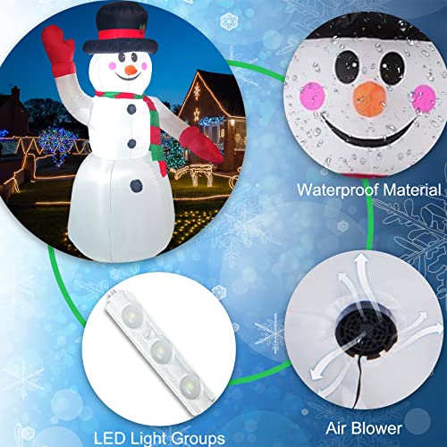 DearSun 8FT H Christmas Inflatable Gentleman Snowman with Build-in LED Lights, Blow up Snowman Inflatable Outdoor Decorations Large Party Yard Decoration - Image 4