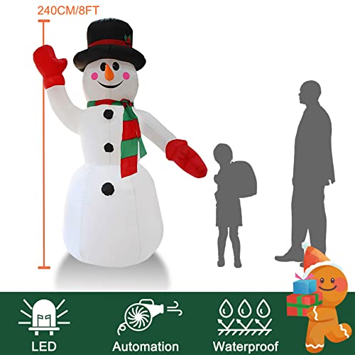 DearSun 8FT H Christmas Inflatable Gentleman Snowman with Build-in LED Lights, Blow up Snowman Inflatable Outdoor Decorations Large Party Yard Decoration - Image 2