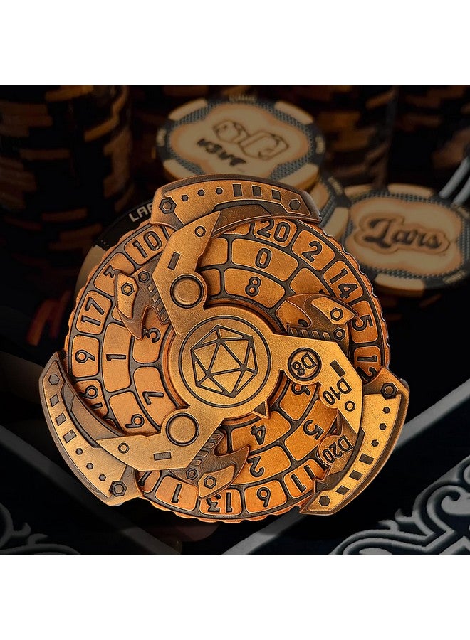 DNDND Metal Dice Roulette 7 in 1,All in 1 D&D Spinner Metal Dice with Gorgeous Gift Box for Dungeons and Dragon and Tabletop Game (Brass) - Image 2
