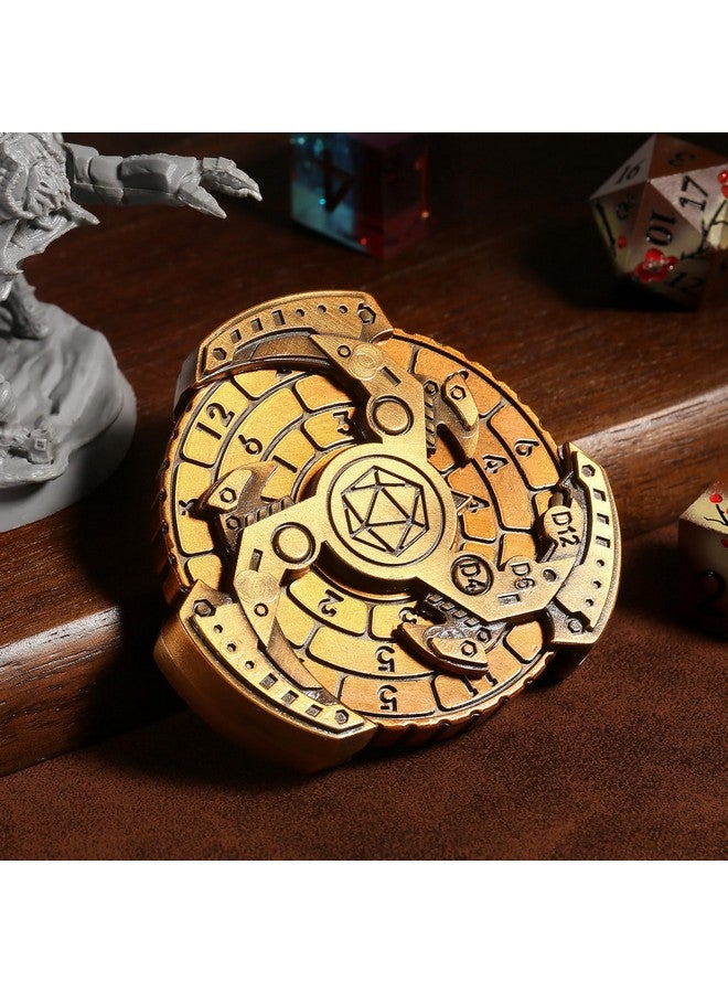 DNDND Metal Dice Roulette 7 in 1,All in 1 D&D Spinner Metal Dice with Gorgeous Gift Box for Dungeons and Dragon and Tabletop Game (Brass) - Image 3