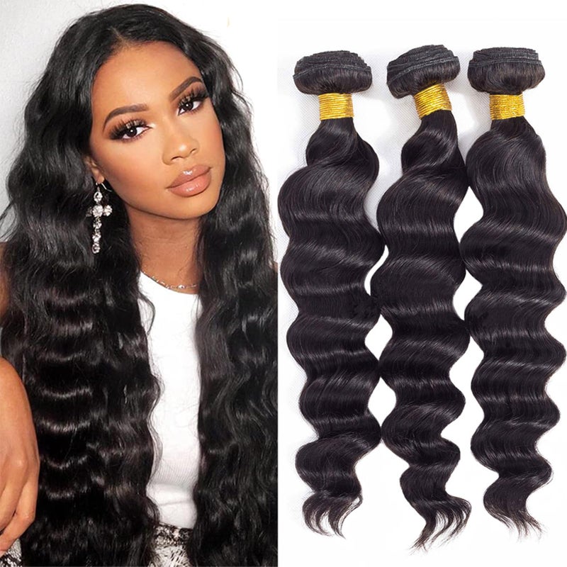 12A Loose Wave Bundles Human Hair 10 12 14 300g 100 Unprocessed Brazilian Virgin Hair Loose Deep Wave Human Hair Weave Bundles Natural Color