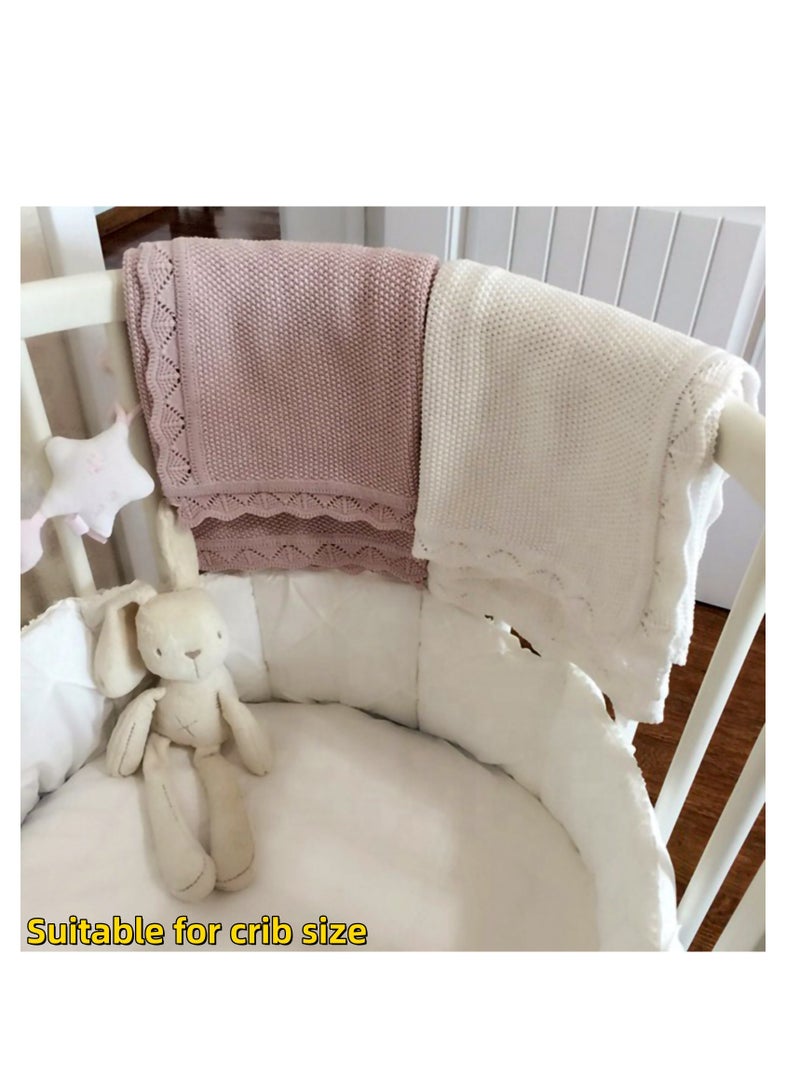 نوفولان بطانيات الأطفال من NOVOLAN، بطانية ناعمة من القطن المحبوك على الطراز النوردي للأطفال، 80×100 سم، 350 جرام، بطانية مثالية لعربة الأطفال وغرفة الأطفال، بطانية أطفال محبوكة من القطن الخالص، قابلة للغسيل اليدوي، يمكن كيها (أبيض) - Image 5