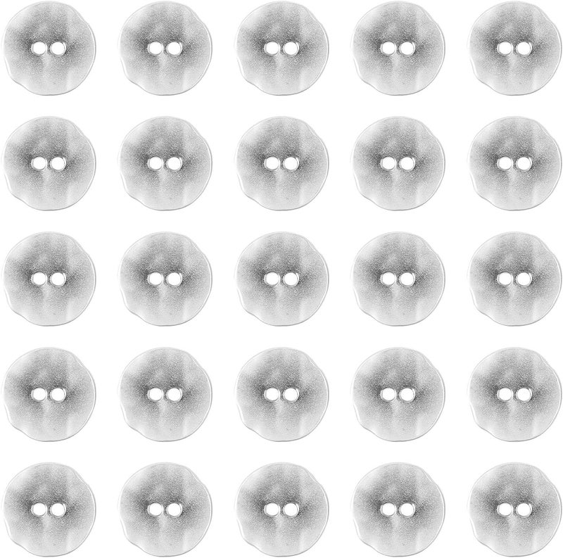 Lurrose 50 Pcs Silver Round Metal Buttons 2 Holes for Sewing Craft DIY, Sturdy Shirt and Coat Fasteners, for Clothing Decoration and Accessories - Image 1