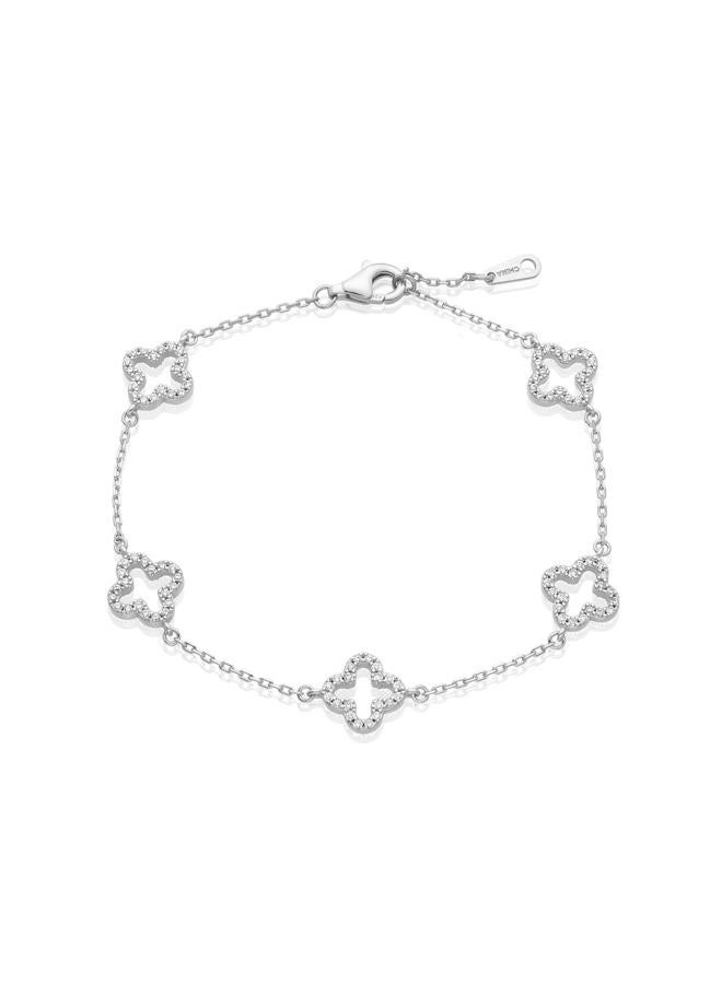 Four-Leaf Clover Tennis Bracelet for Women, 14K Gold Plated Adjustable Bracelet (Size 6.5-8 in), Lucky Stackable Jewelry for Gifts & Daily Wear, Medium, Copper, Cubic Zirconia - Image 1