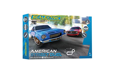 Scalextric C1429T Scalextric American Street Dual 1970s Chevrolet Camaro Vs 1970s Ford Mustang  Mains Power Slot Car Race Track Sets 132 Scale Set Electric Racing Toys for Adults  Kids Age 8 - Image 5