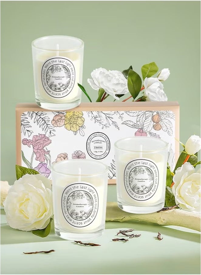 3pcs Scented Candle, Three Different Scents Single Wick Candle - Floral Scent  - Image 1