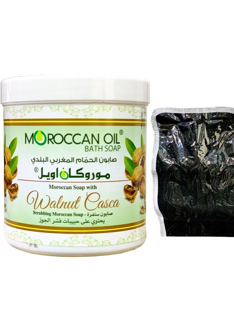 موروكان أويل موروكان اويل صابون حمام مغربي بحبيبات قشر الجوز 250 مل
