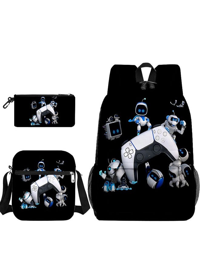 Three-piece set for the beginning of the school season: school bag + shoulder bag + pencil case, astro bot cartoon teenage student school bag, men's and women's backpack travel bag, astro bot print personalized casual sports backpack - pzsku/Z6AB674FC68EE1A86E2EFZ/45/_/1730360028/8aee8a16-579b-40a0-aec7-1915c9698ea9