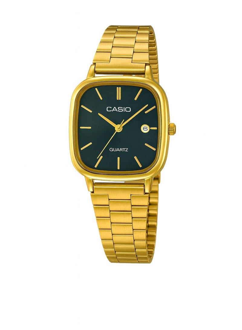 كاسيو ساعة يد كاسيو حريمي كوارتز – سوار ستانلس ستيل ذهبي ومينا أخضر غامق