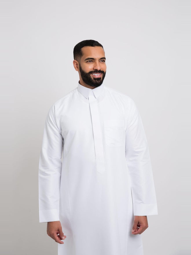 الشياكة ثوب كلاسيك قلاب بسحاب مخفي، رجالي، لون أبيض - 64 بوصة - Image 1