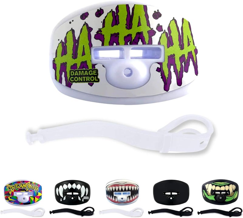 DAMAGE CONTROL Pacifier Mouthpiece – Football Mouthguard with Helmet Strap, Protects Teeth, Jaw & Mouth – Mouth Piece for Sports, No Boiling, Allows Airflow – Gear for Adults & Youth (HA HA HA) - Image 1