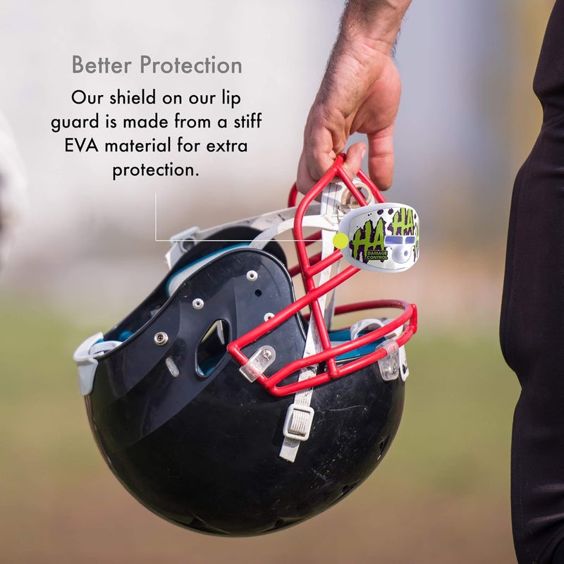 DAMAGE CONTROL Pacifier Mouthpiece – Football Mouthguard with Helmet Strap, Protects Teeth, Jaw & Mouth – Mouth Piece for Sports, No Boiling, Allows Airflow – Gear for Adults & Youth (HA HA HA) - Image 4