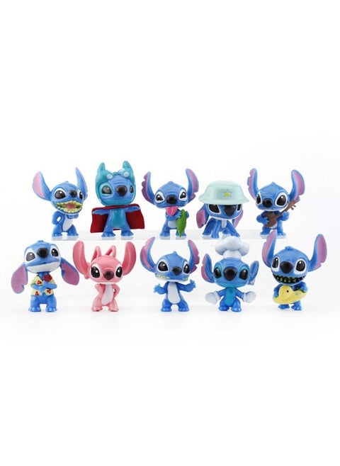 10-Piece Stitch Action Figure Set, Lilo and Stitch Model Statue Figure Toy, Cartoon Realistic Model Ornament, High Quality Cartoon Figure Toy for Collection, Decoration