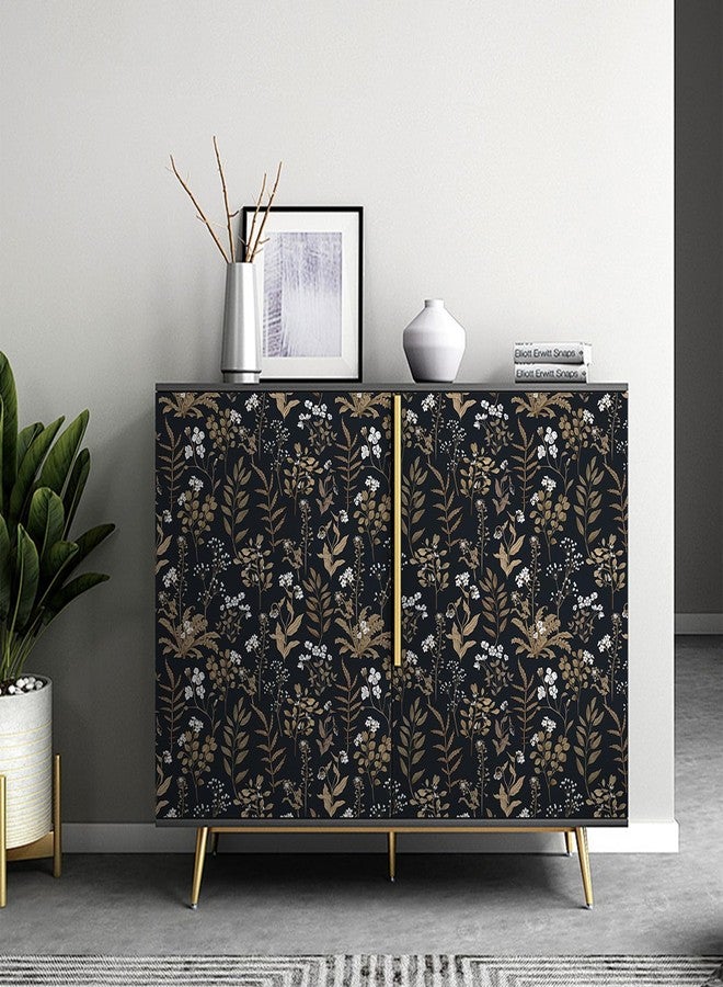 Abyssaly Peel and Stick Wallpaper Vintage Wallpaper Floral Contact Paper for Bedroom Shelf Liner Decor (Black, 17.7" x 118") - Image 3
