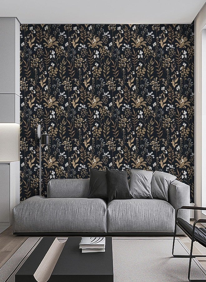 Abyssaly Peel and Stick Wallpaper Vintage Wallpaper Floral Contact Paper for Bedroom Shelf Liner Decor (Black, 17.7" x 118") - Image 4
