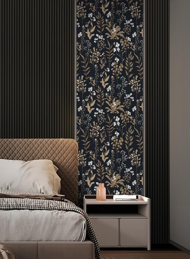 Abyssaly Peel and Stick Wallpaper Vintage Wallpaper Floral Contact Paper for Bedroom Shelf Liner Decor (Black, 17.7" x 118") - Image 5